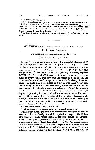 On Certain Properties of Separable Spaces