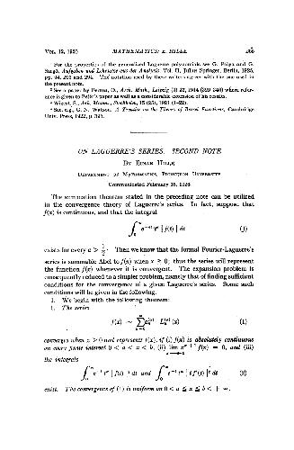 On Laguerres Series Second Note