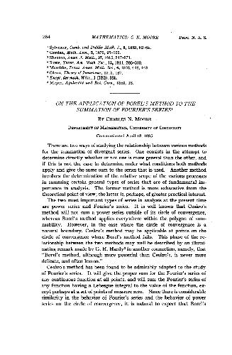 On the Application of Borels Method to the Summation of Fouriers Series