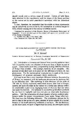 On the Reflection of Electrons from Crystal Lattices