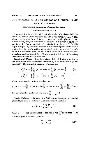 On the Stability of the Motion of a Viscous Fluid
