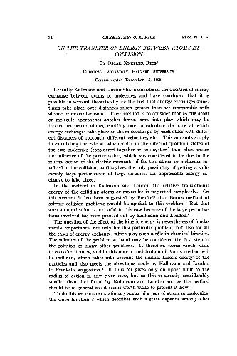 On the Transfer of Energy between Atoms at Collision