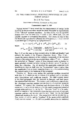 On the Vibrational Selection Principles in the Raman Effect