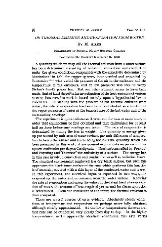 On Thermal Emission and Evaporation from Water