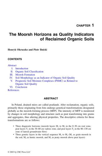 Organic Soils and Peat Materials for Sustainable Agriculture