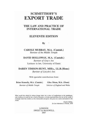 Schmitthoff: The Law and Practice of International Trade