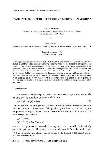 Path Integral Approach to Quantum Brownian Motion