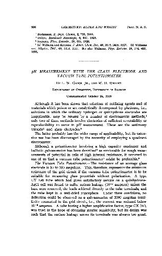 pH Measurement with the Glass Electrode and Vacuum Tube Potentiometer