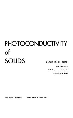 Photoconductivity of Solids