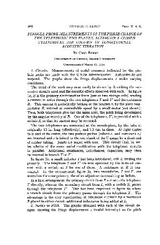 Pinhole Probe Measurements of the Phase Change of the Telephonic End Plates, Acting on a Closed Cylindrical Air Column in Longitudinal Acoustic Vibration
