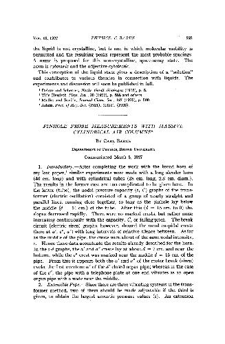 Pinhole Probe Measurements with Massive Cylindrical Air Columns