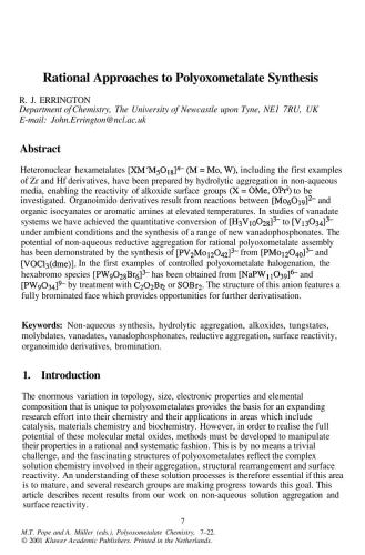 Polyoxometalate Chemistry From Topology via Self-Assembly to Applications