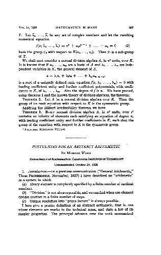 Postulates for an Abstract Arithmetic