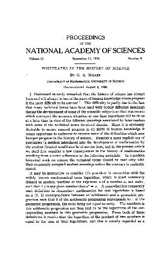 Postulates in the History of Scienec