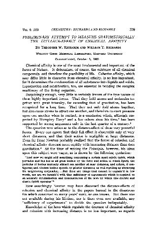 Preliminary Attempt to Measure Gravimetrically the Distance-Effect of Chemical Affinity