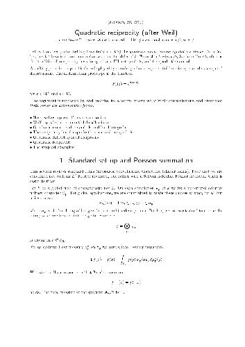 Quadratic reciprocity (after Weil)