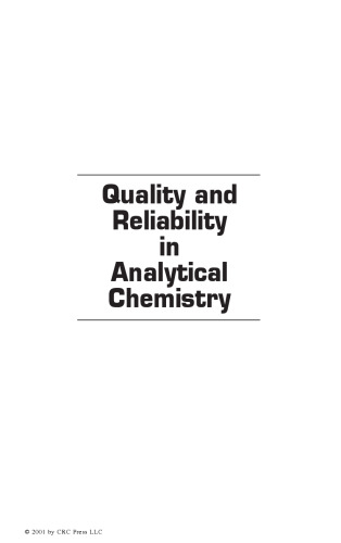 Quality and Reliability in Analytical Chemistry