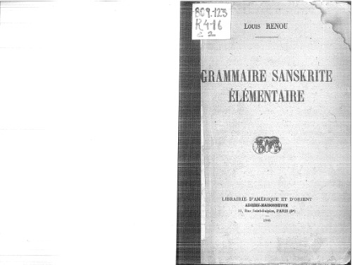 Grammaire sanskrite élémentaire