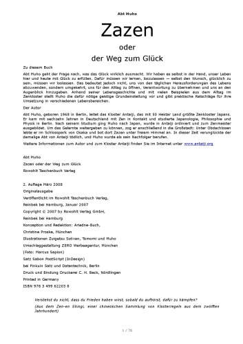 Zazen oder der Weg zum Gluck