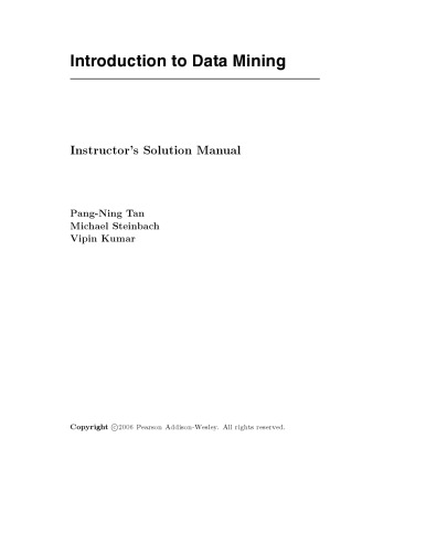 Introduction To Data Mining Instructors Solution Manual
