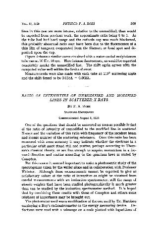 Ratio of Intensities of Unmodified and Modified Lines in Scattered X-Rays