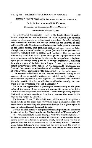 Recent Contributions to the Ergodic Theory