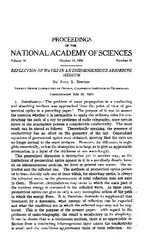 Reflection of Waves in an Inhomogeneous Absorbing Medium