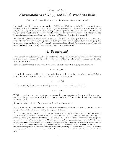 Representations of GL(2) and SL(2) over finite fields