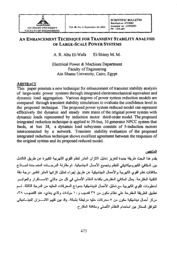 A NOVEL ENHANCEMENT TECHNIQUE FOR TRANSIENT STABILITY ANALYSIS OF LARGE-SCALE POWER SYSTEMS