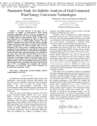 Parametric Study for Stability Analysis of Grid-Connected  Wind Energy Conversion Technologies