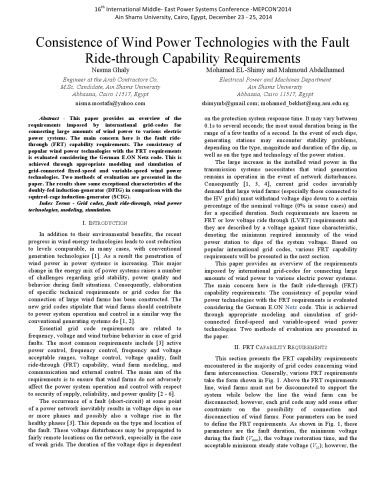 Consistence of Wind Power Technologies with the Fault  Ride-through Capability Requirements