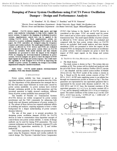 Damping of Power System Oscillations using FACTS Power Oscillation  Damper – Design and Performance Analysis