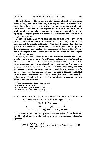 Semi-covariants of a General System of Linear Homogeneous Differential Equations