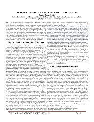 Bioterrorism : Cryptographic Challenges