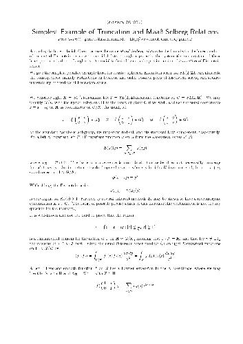 Simplest Example of Truncation and Maab-Selberg Relations