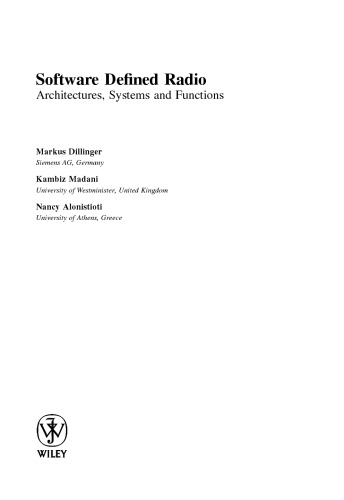 Software Defined Radio: Architectures, Systems and Functions 