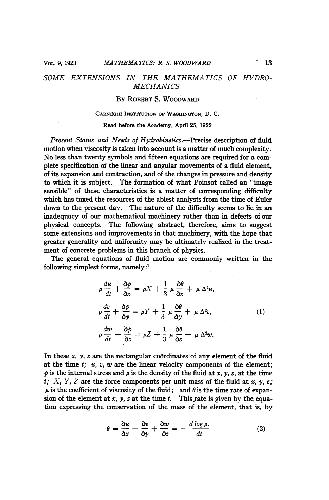 Some Extensions in the Mathematics of Hydromechanics