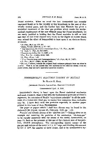 Sommerfelds Electron-Theory of Metals