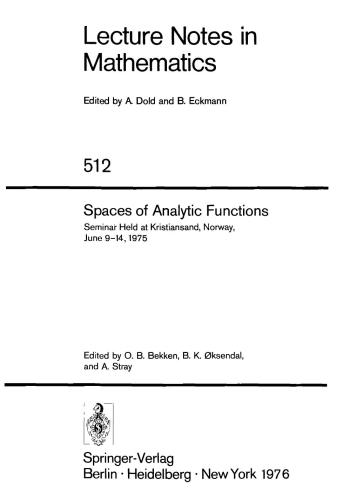Spaces of Analytic Functions