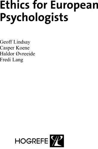 Ethics For European Psychologists