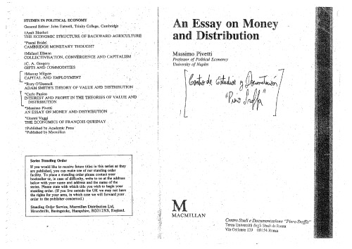 An essay on the monetary theory of distribution