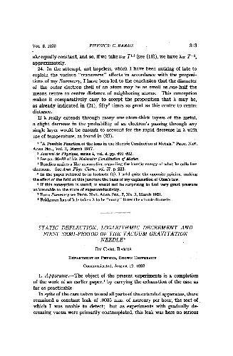 Static Deflection, Logarithmic Decrement and First Semi-Period of the Vacuum Gravitation Needle