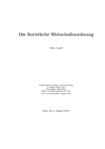 Die Natürliche Wirtschaftsordnung