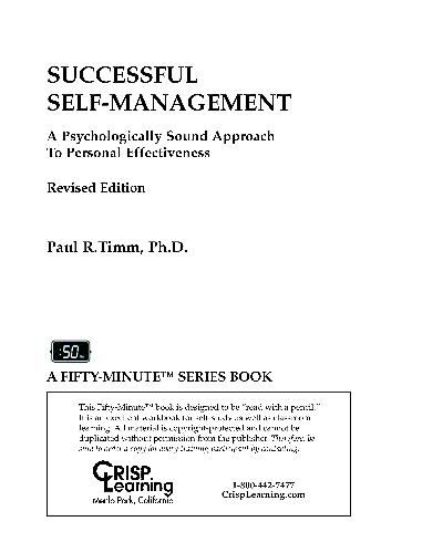 Successful Self-Management: A Psychologically Sound Approach to Personal Effectiveness