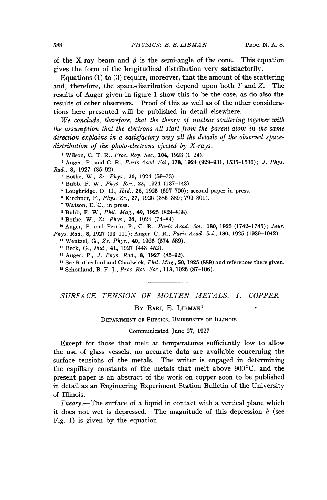 Surface Tension of Molten Metals I. Copper
