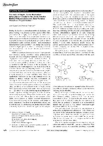 Synthesis of Highly Active Ruthenium Indenylidene Complexes for Atom-Transfer Radical Polymerization and Ring-Opening- Metathesis Polymerization