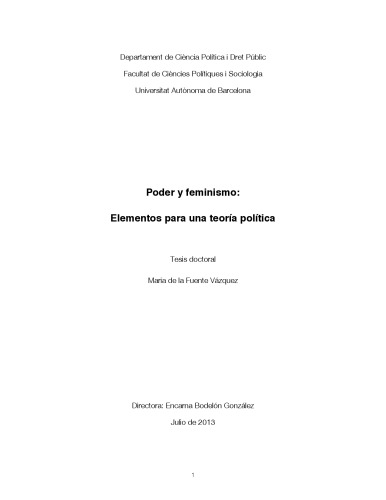 Poder y Feminismo. Elementos para una teoría política