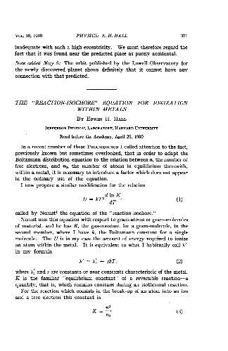 The 'Reaction-Isochore' Equation for Ionization Within Metals