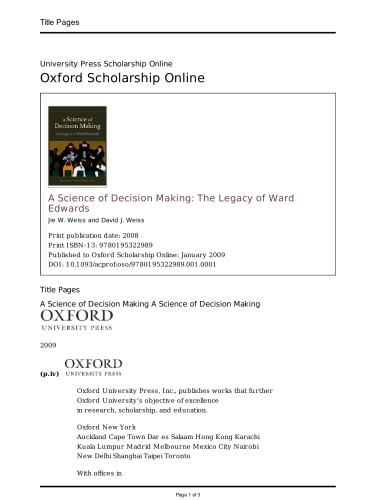 A Science of Decision Making: The Legacy of Ward Edwards