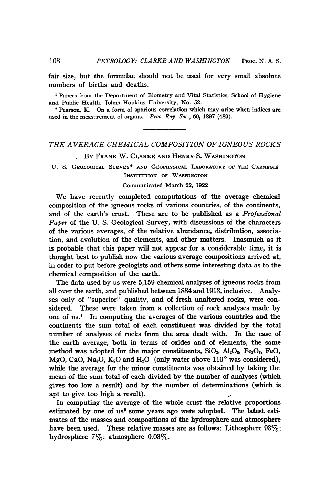 The Average Chemical Composition of Igneous Rocks